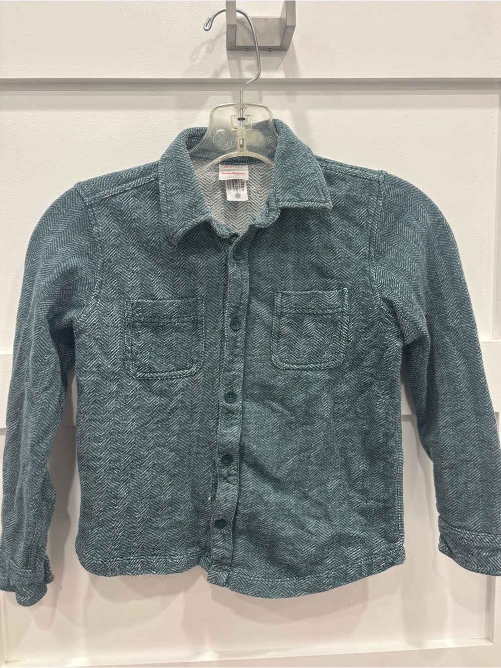 Hanna Andersson Teal Herringbone Button-Down Shirt
